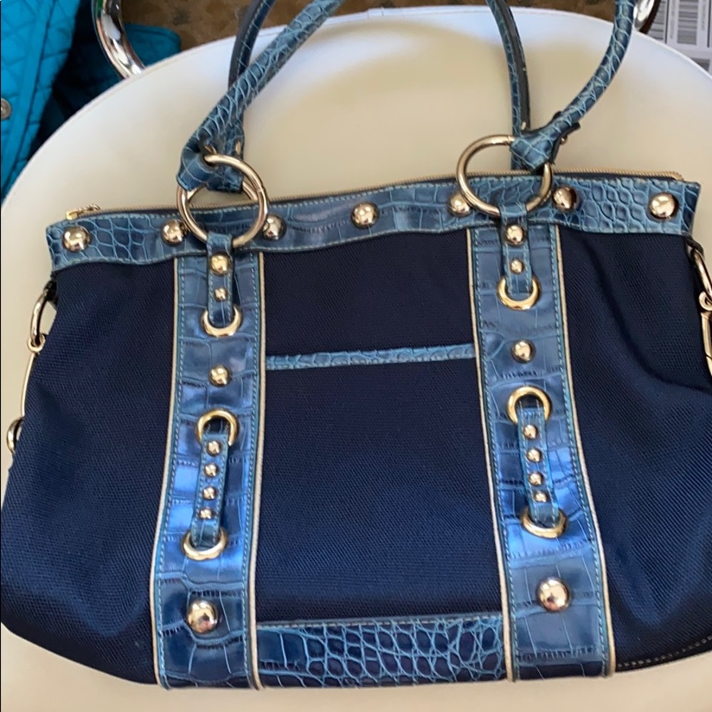 COPY - Kathy VanZeeland zip top blue purse. I